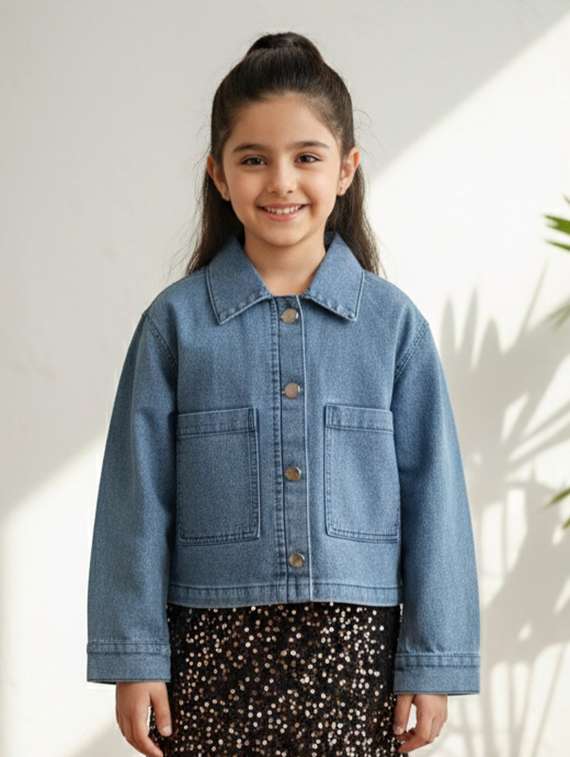 blue denim regular jackets & coat