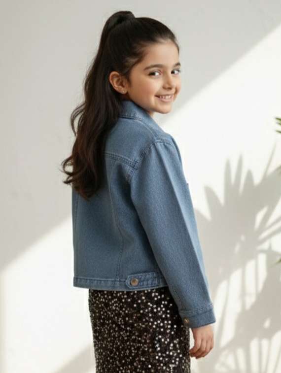 blue denim regular jackets & coat - 22335605 -  Standard Image - 4