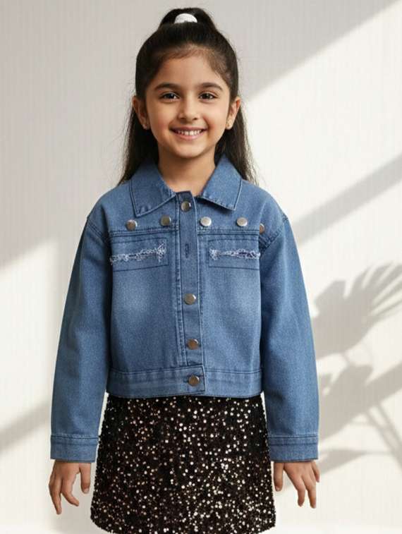 blue denim regular jackets & coat