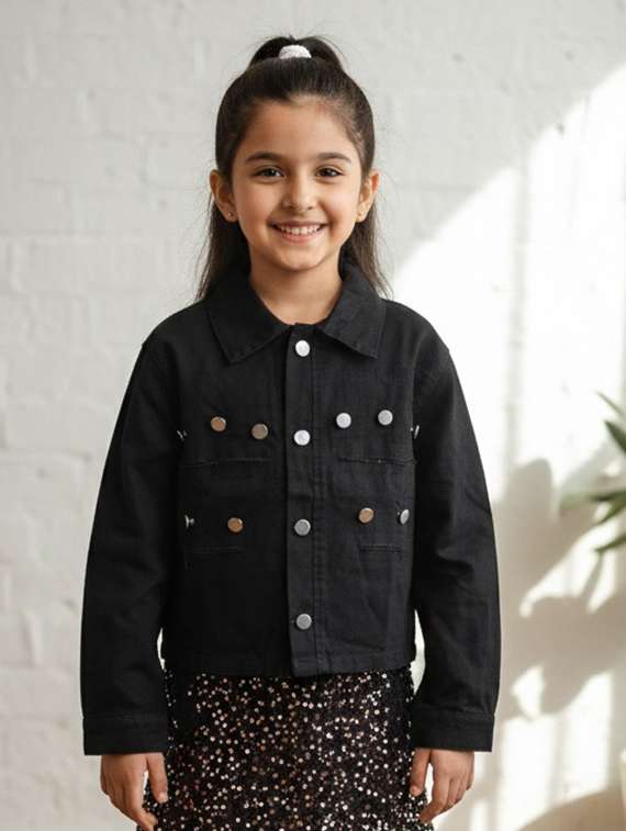 black denim regular jackets & coat