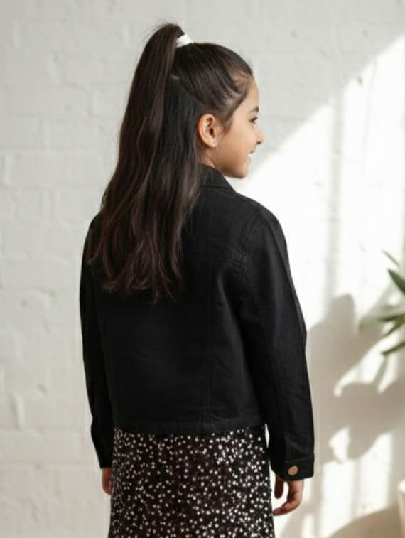 black denim regular jackets & coat - 22335611 -  Standard Image - 4