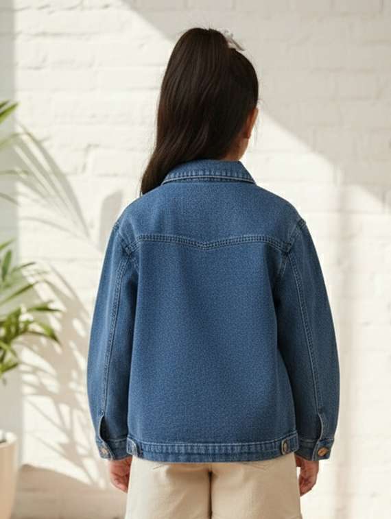 girls collared long sleeve denim jacket - 22335612 -  Standard Image - 4