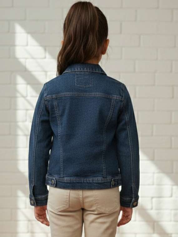 girls collared long sleeve denim jacket - 22335614 -  Standard Image - 4