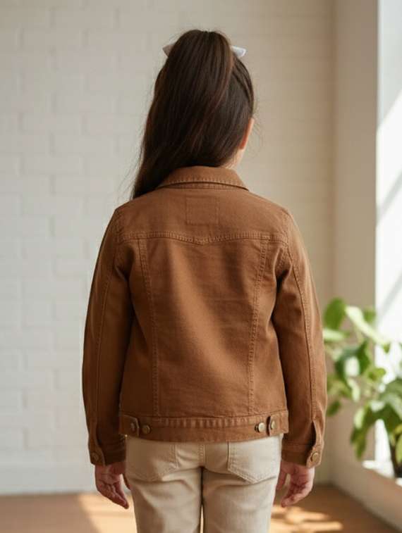 girls collared long sleeve denim jacket - 22335616 -  Standard Image - 4