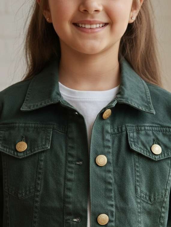girls collared long sleeve denim jacket - 22335617 -  Standard Image - 1