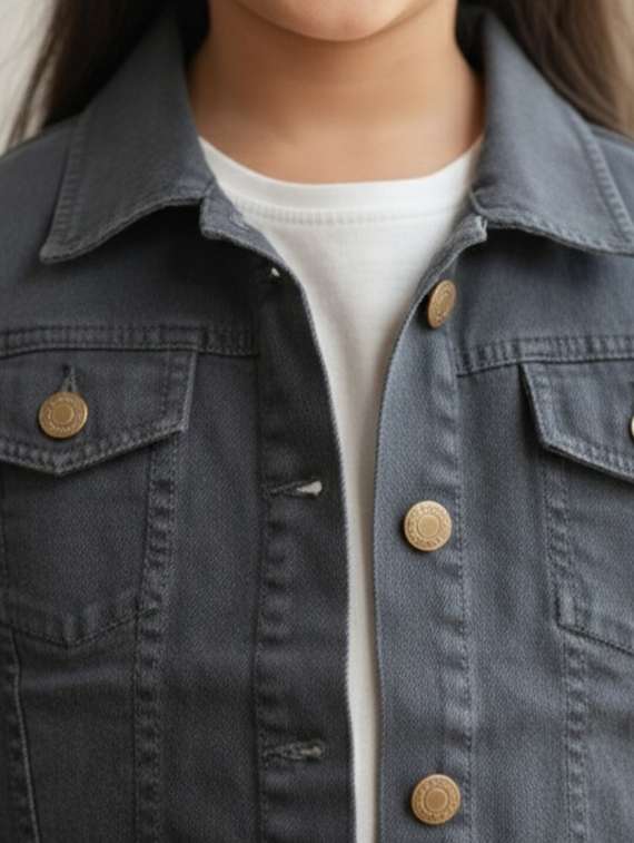 girls collared long sleeve denim jacket - 22335618 -  Standard Image - 4