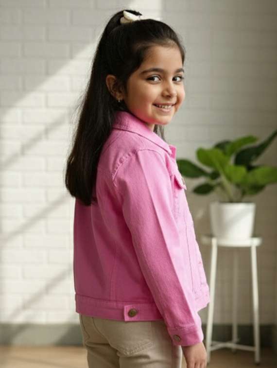 girls collared long sleeve denim jacket - 22335619 -  Standard Image - 1