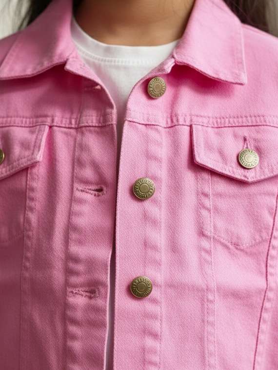 girls collared long sleeve denim jacket - 22335619 -  Standard Image - 4