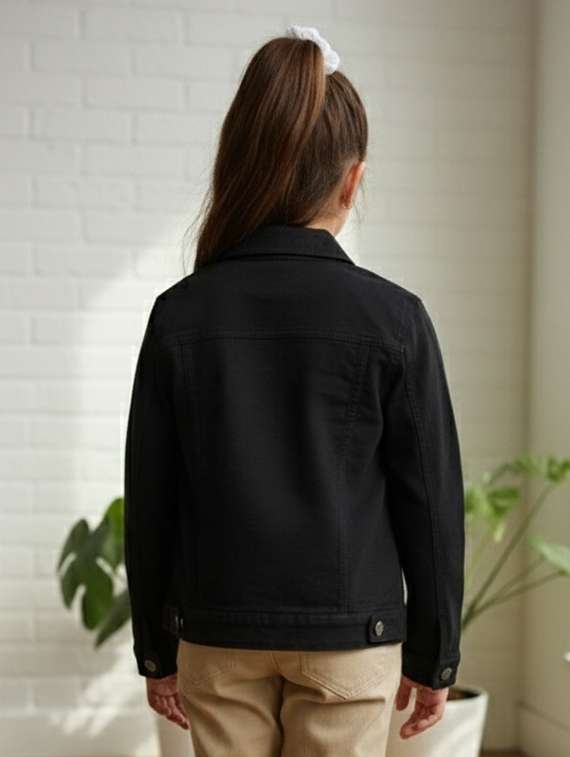 girls collared long sleeve denim jacket - 22335620 -  Standard Image - 4