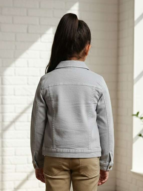 girls collared long sleeve denim jacket - 22335622 -  Standard Image - 4