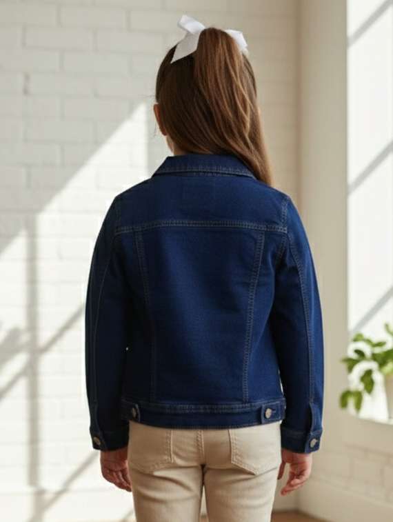 girls collared long sleeve denim jacket - 22335624 -  Standard Image - 4
