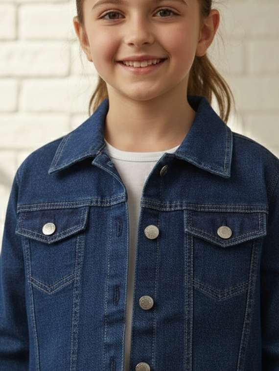 Girls Collared Long Sleeve Denim Jacket - 22335626 -  Standard Image - 1