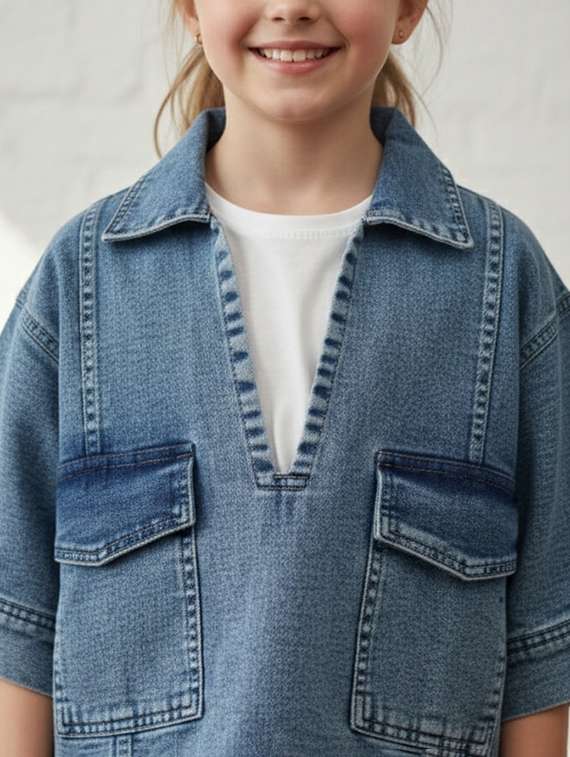 girls collared long sleeve denim jacket - 22335642 -  Standard Image - 4