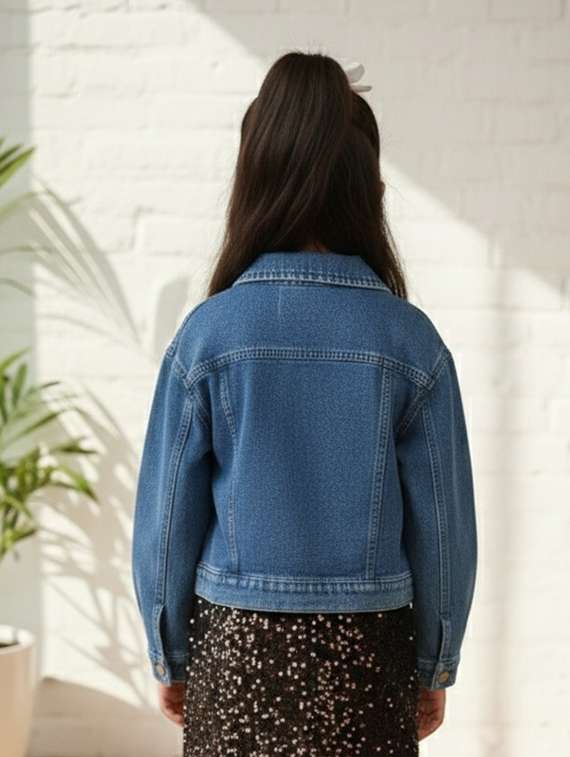 girls collared long sleeve denim jacket - 22335643 -  Standard Image - 4