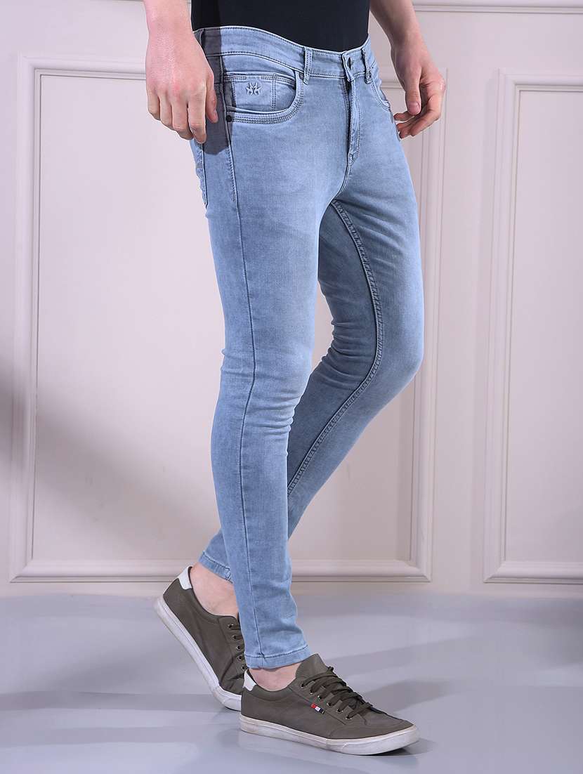 men washed mid rise full length skinny fit jeans - 22335645 -  Standard Image - 1