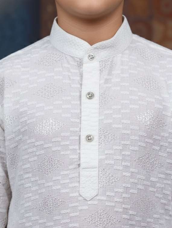 boys embroidered long sleeve kurta set - 22335668 -  Standard Image - 4