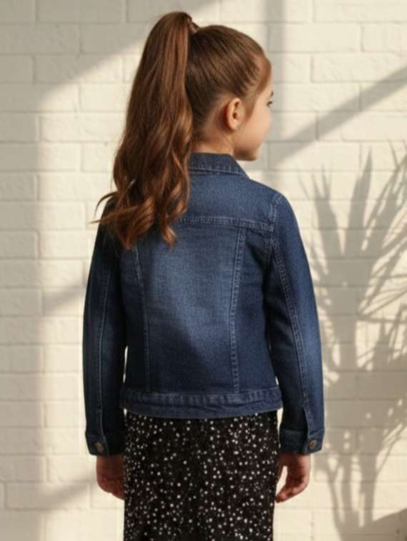 girls collared long sleeve denim jacket - 22335684 -  Standard Image - 4