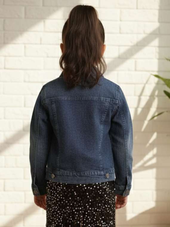 girls collared long sleeve denim jacket - 22335685 -  Standard Image - 4