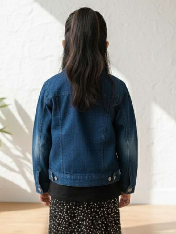 girls collared long sleeve denim jacket - 22335686 -  Standard Image - 4