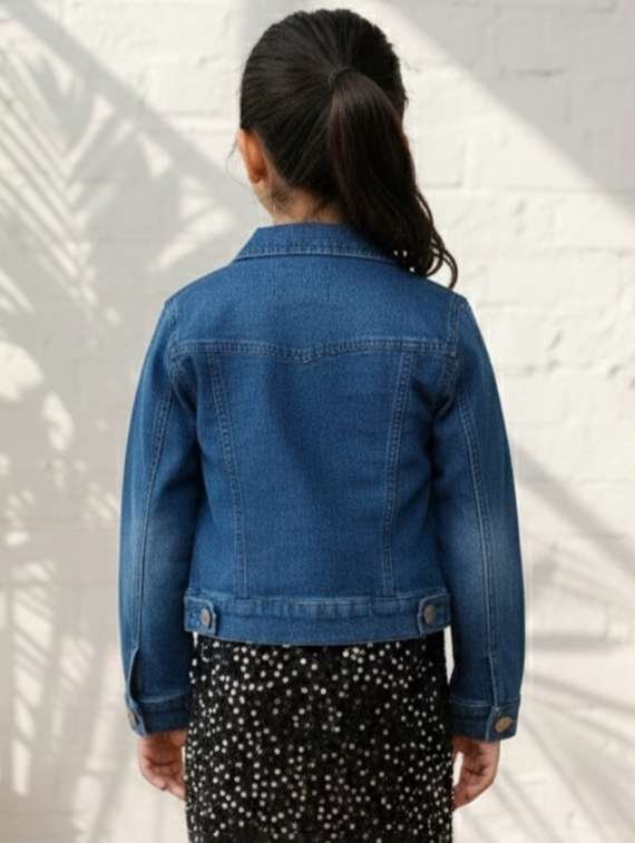 girls collared long sleeve denim jacket - 22335687 -  Standard Image - 4