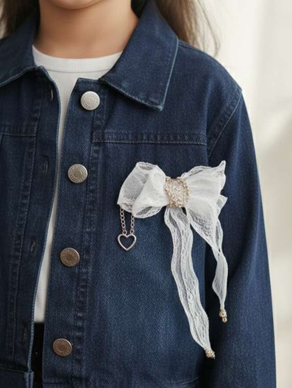 girls collared long sleeve denim jacket - 22335688 -  Standard Image - 4