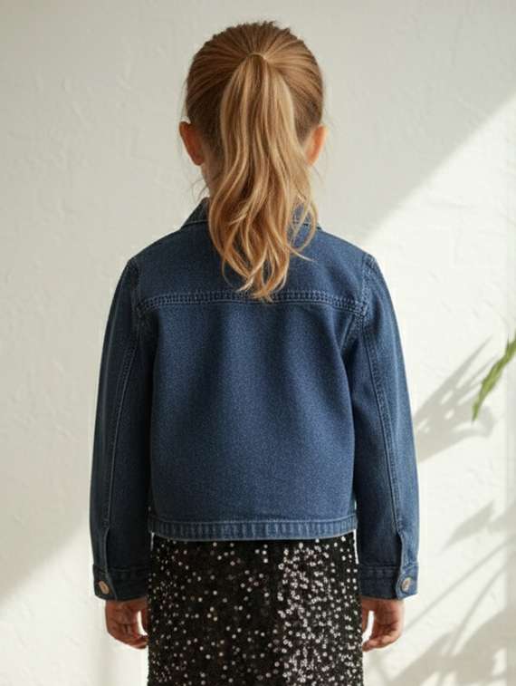 girls collared long sleeve denim jacket - 22335689 -  Standard Image - 4