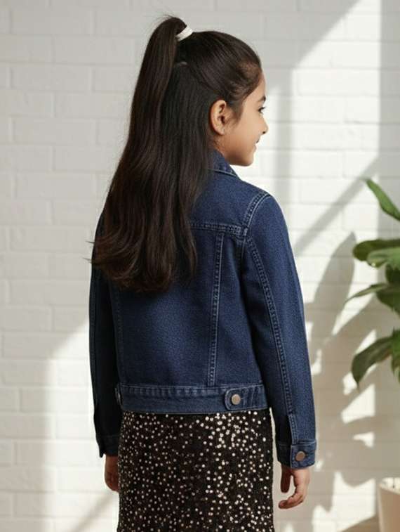 girls collared long sleeve denim jacket - 22335690 -  Standard Image - 4