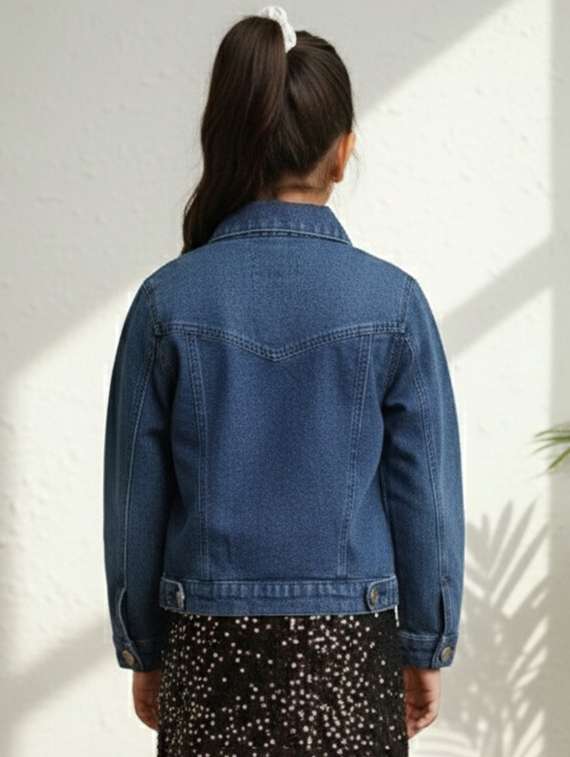 girls collared long sleeve denim jacket - 22335693 -  Standard Image - 4
