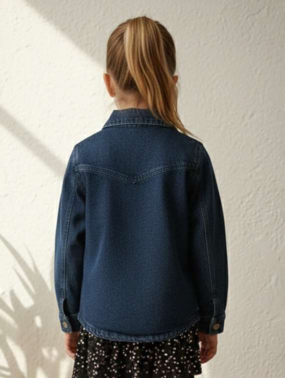 girls collared long sleeve denim jacket - 22335694 -  Standard Image - 4