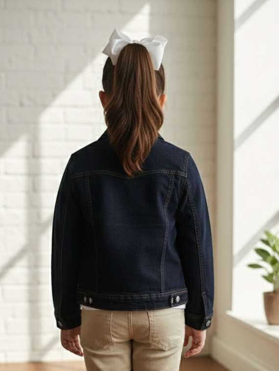 girls collared long sleeve denim jacket - 22335696 -  Standard Image - 4