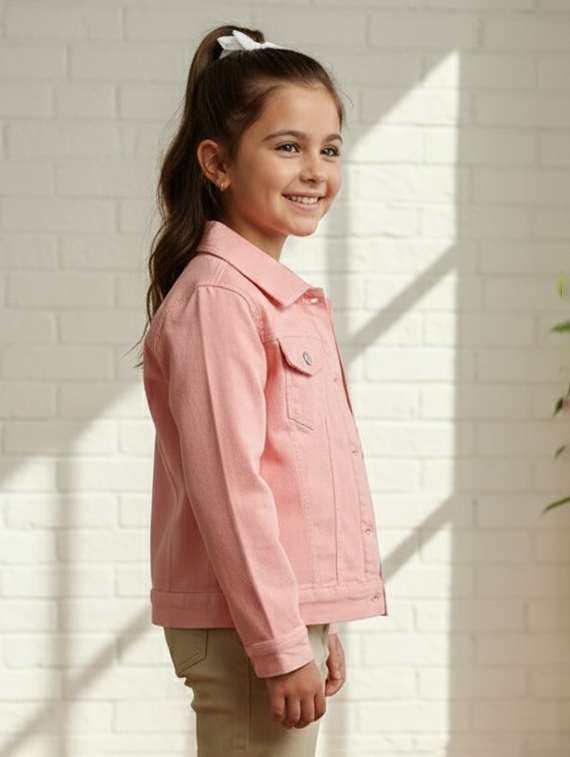 girls collared long sleeve denim jacket - 22335698 -  Standard Image - 1