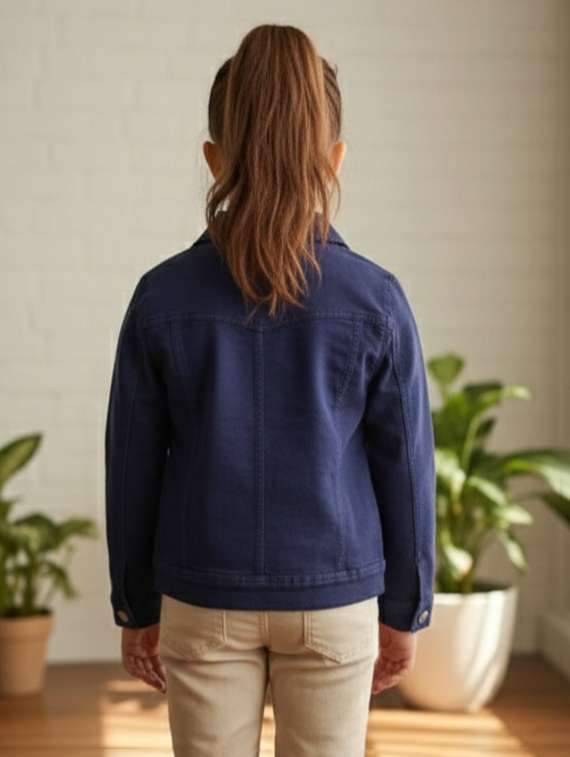 girls collared long sleeve denim jacket - 22335699 -  Standard Image - 4