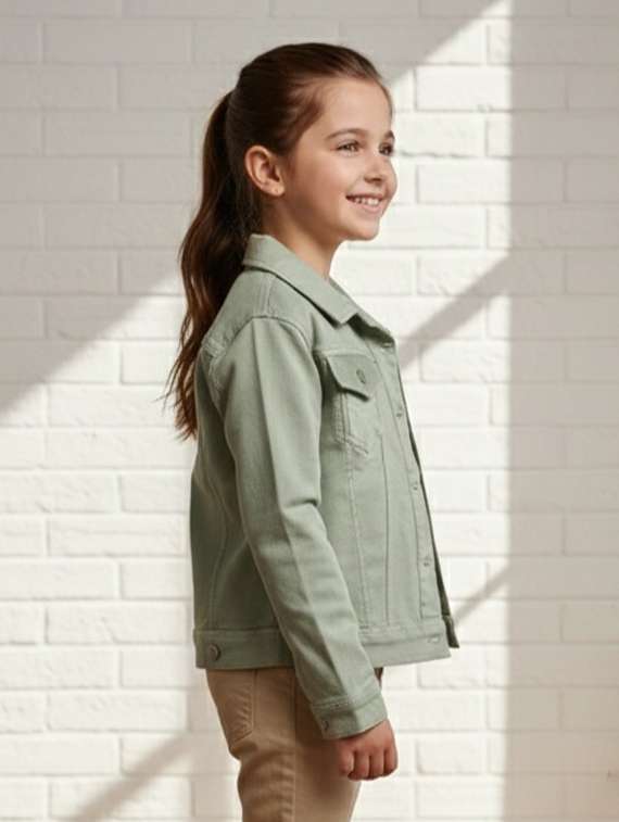 girls collared long sleeve denim jacket - 22335700 -  Standard Image - 1