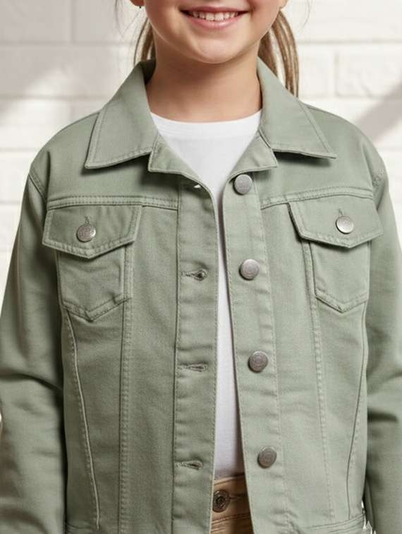 girls collared long sleeve denim jacket - 22335700 -  Standard Image - 4