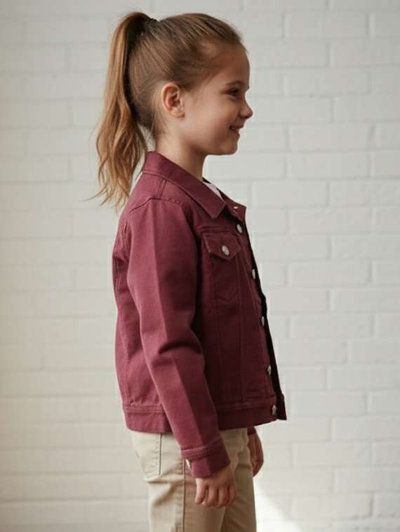 girls collared long sleeve denim jacket - 22335701 -  Standard Image - 1