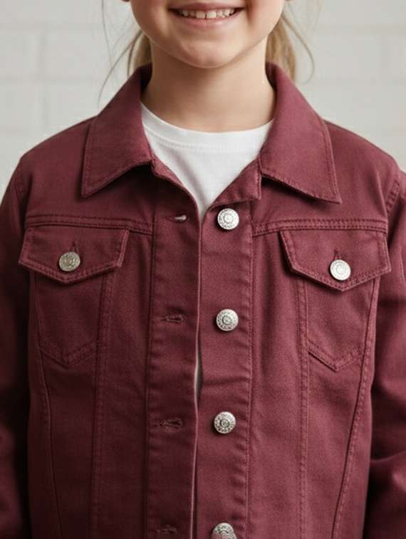 girls collared long sleeve denim jacket - 22335701 -  Standard Image - 4