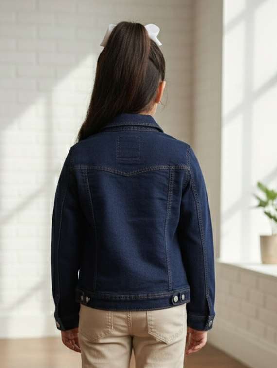 girls collared long sleeve denim jacket - 22335702 -  Standard Image - 4