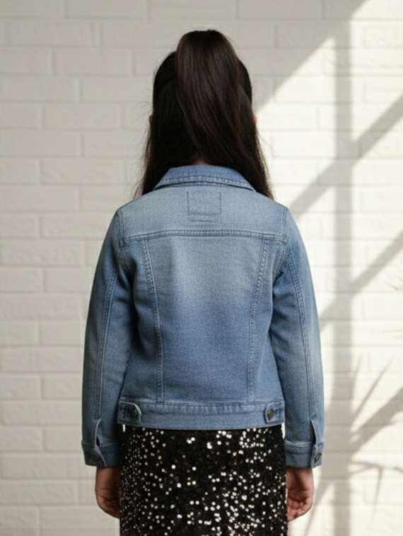 girls collared long sleeve denim jacket - 22335703 -  Standard Image - 4