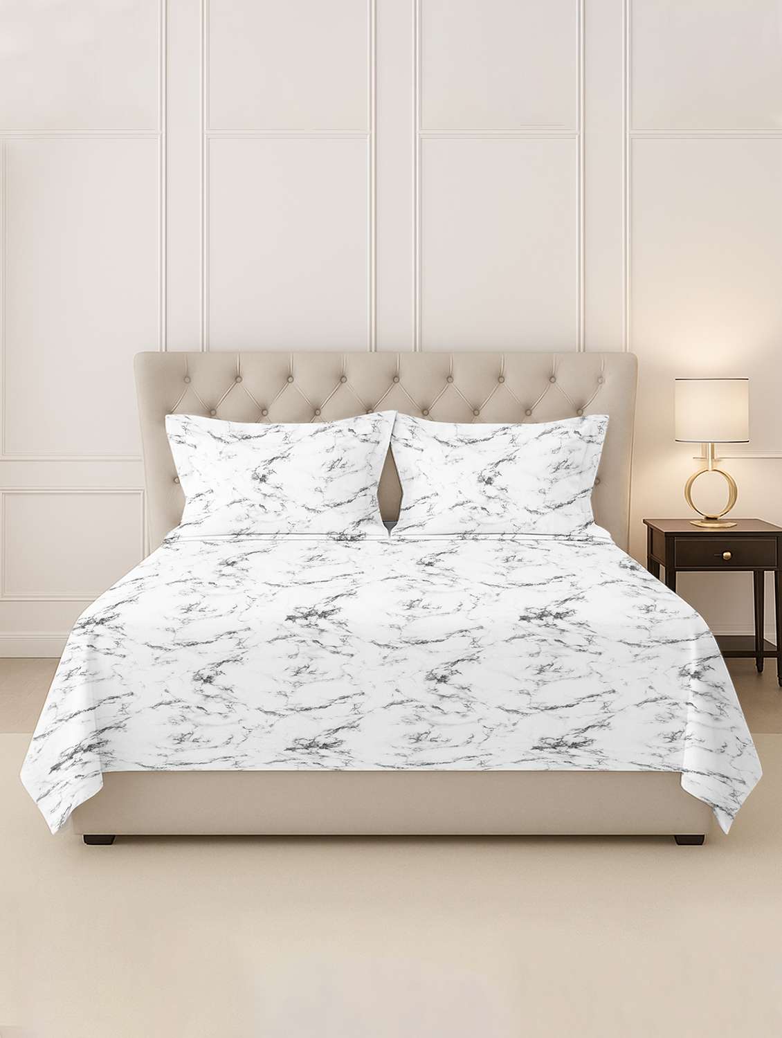 pizuna cotton 400 tc printed bedsheet superking with 2 pillow covers - 22335712 -  Standard Image - 1