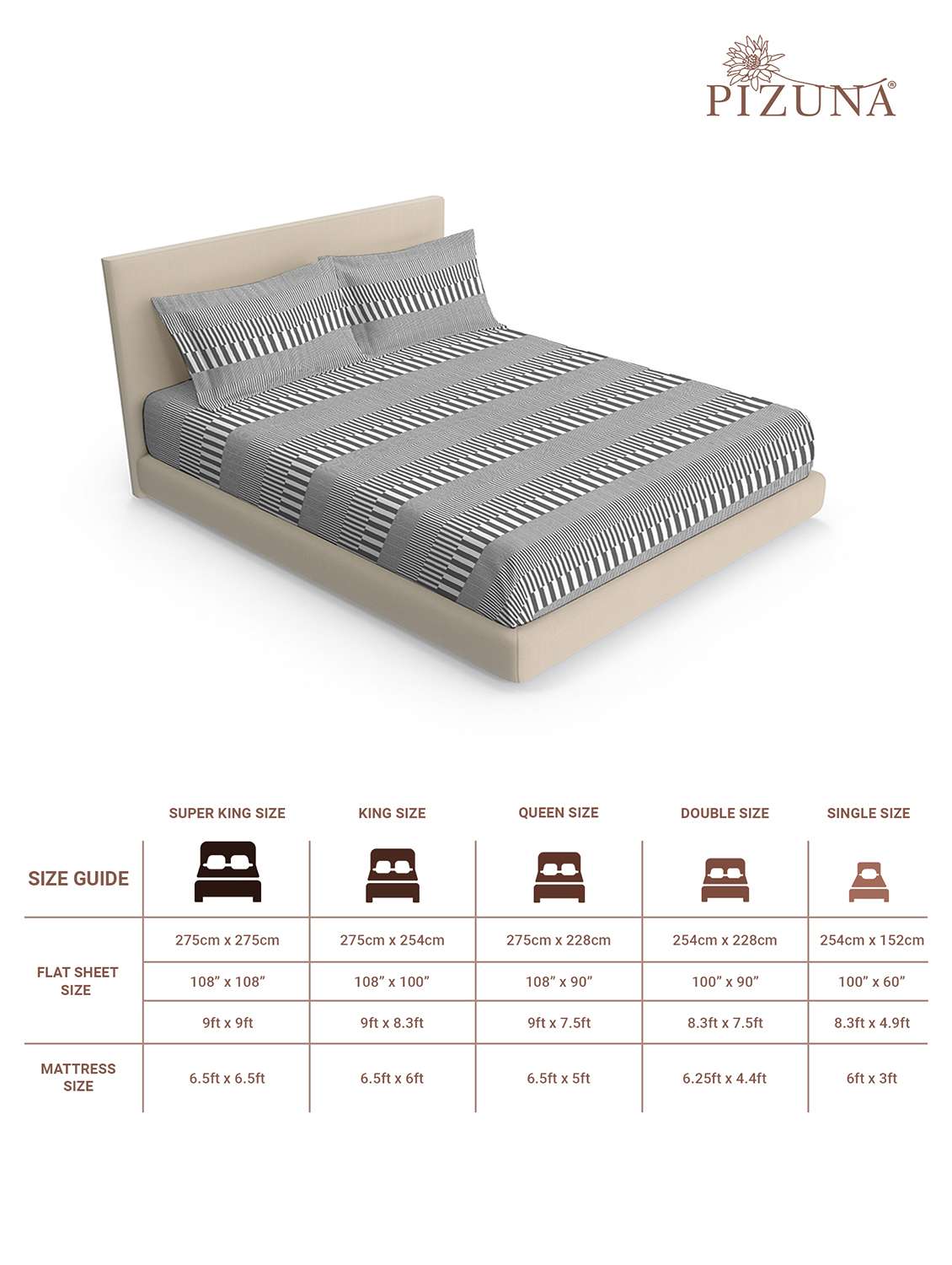 pizuna cotton 400 tc printed bedsheet superking with 2 pillow covers - 22335714 -  Standard Image - 4