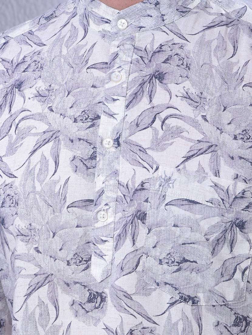 men floral mandarin neck short kurta - 22335716 -  Standard Image - 6