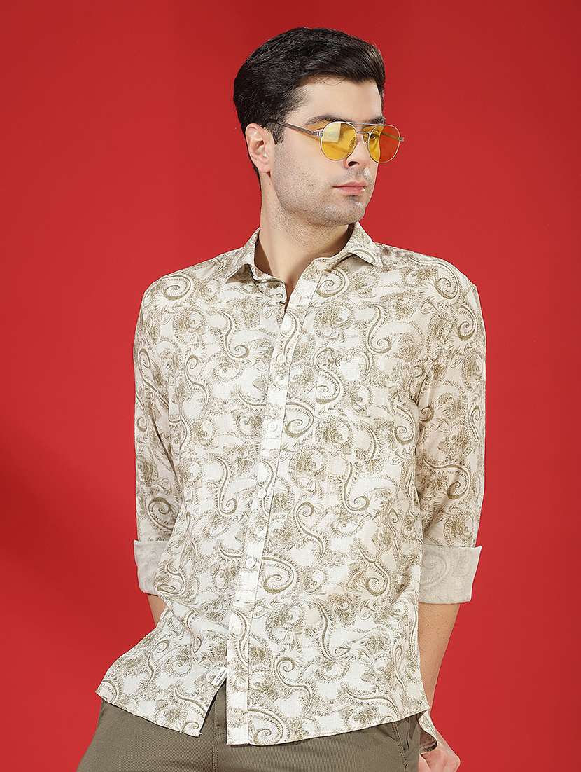 men floral mandarin neck short kurta