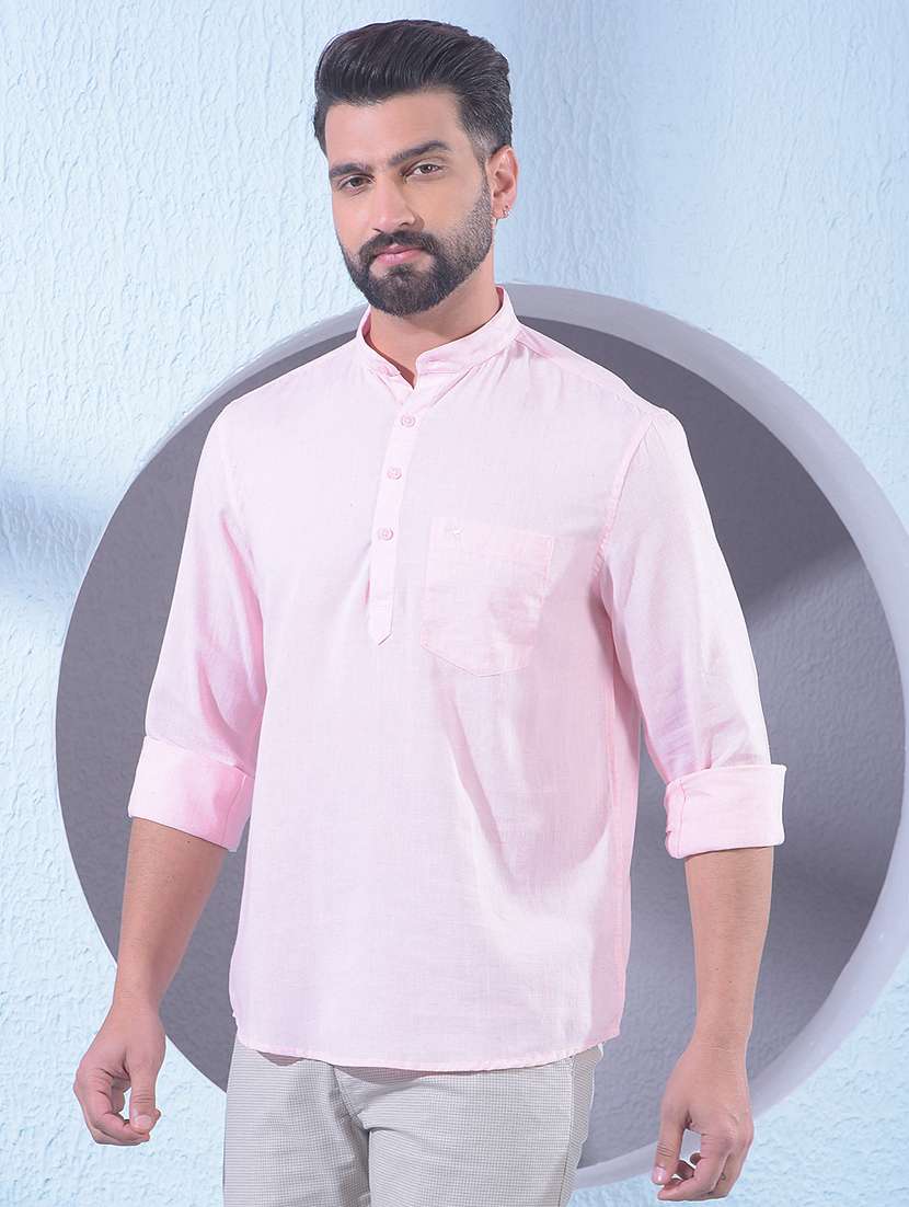 men solid mandarin neck short kurta - 22335719 -  Standard Image - 1