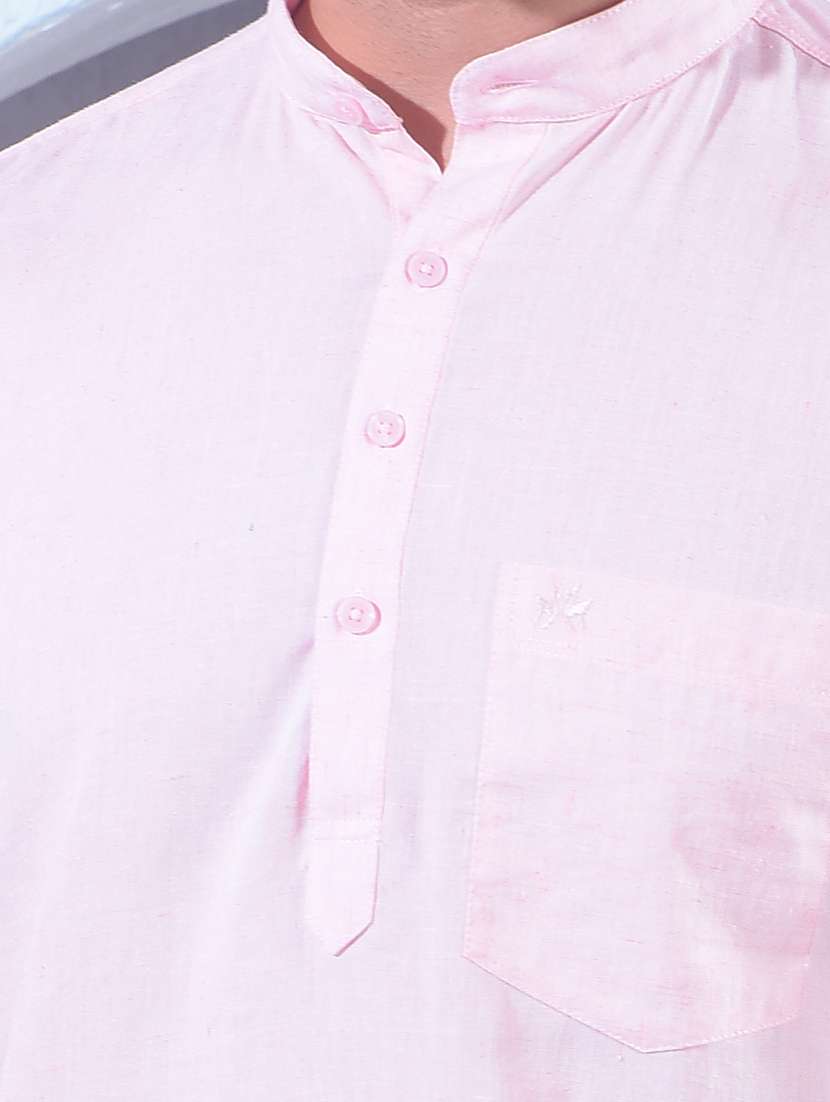 men solid mandarin neck short kurta - 22335719 -  Standard Image - 6