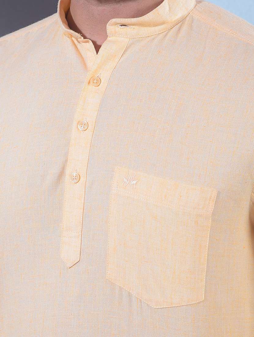 men solid mandarin neck short kurta - 22335720 -  Standard Image - 6