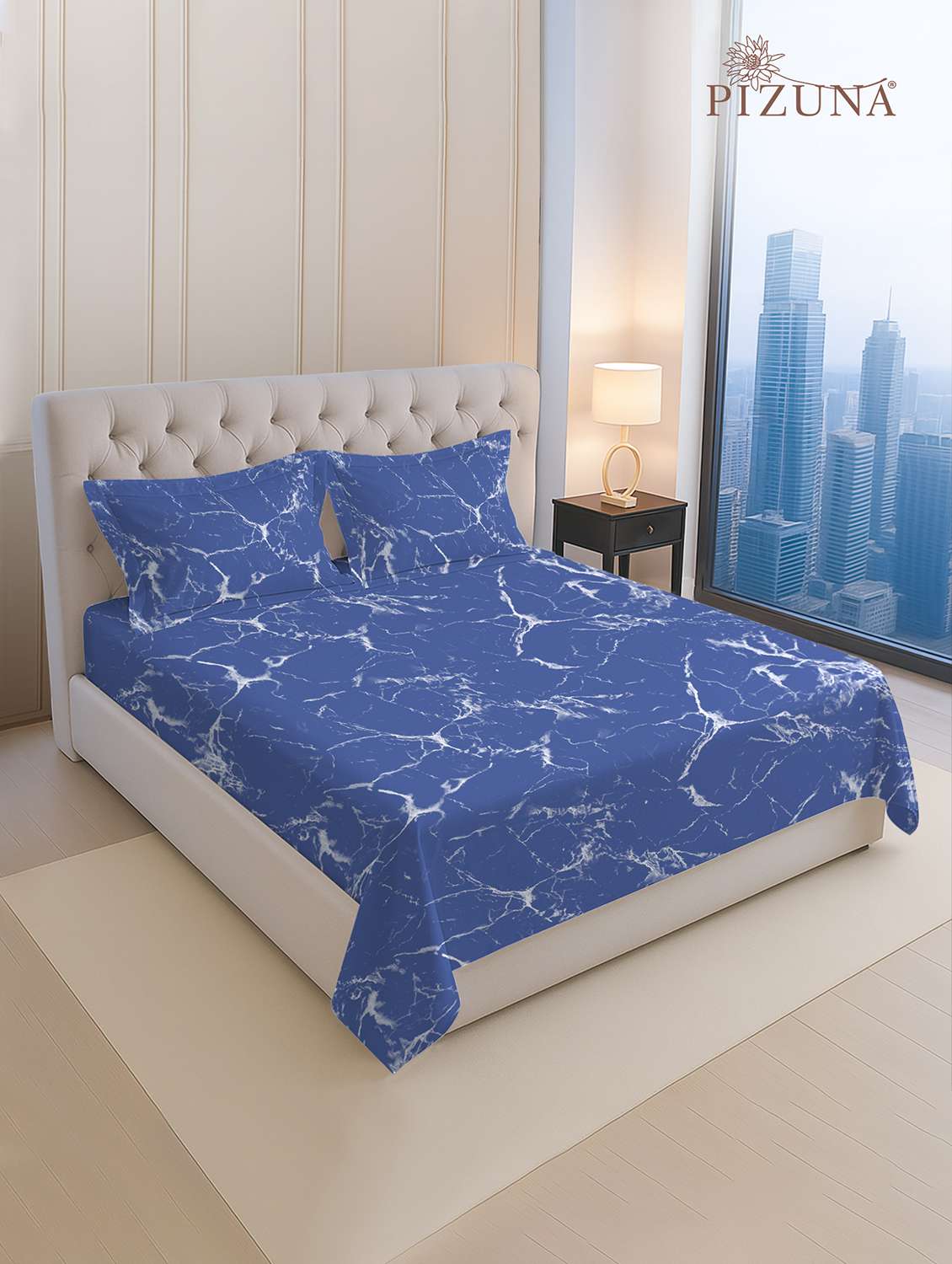 pizuna cotton 400 tc printed bedsheet superking with 2 pillow covers