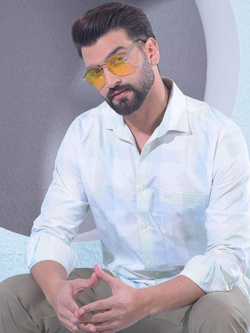 men printed long sleeve slim fit casual shirt