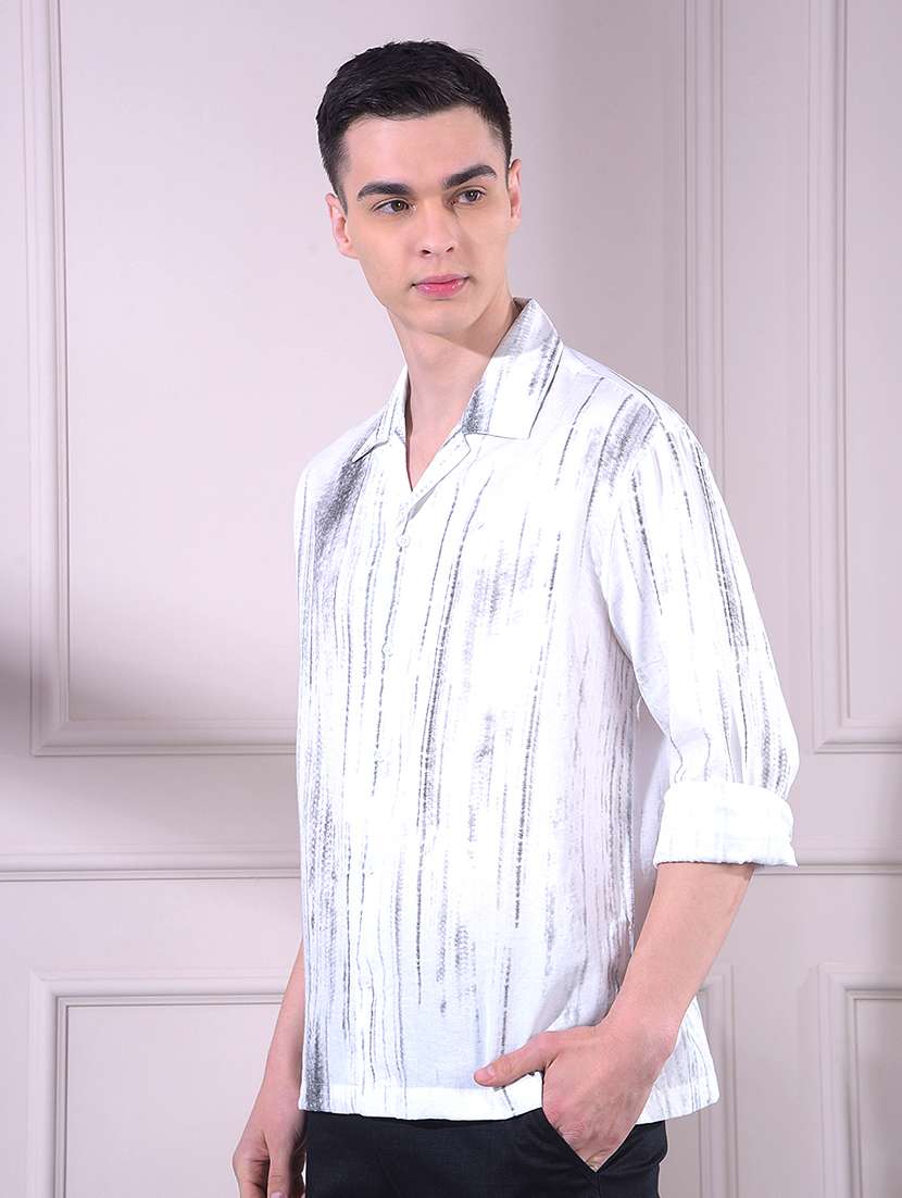 men printed long sleeve slim fit casual shirt - 22335807 -  Standard Image - 1