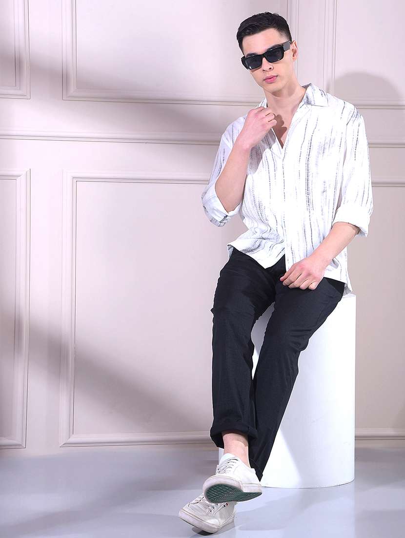 men printed long sleeve slim fit casual shirt - 22335807 -  Standard Image - 4