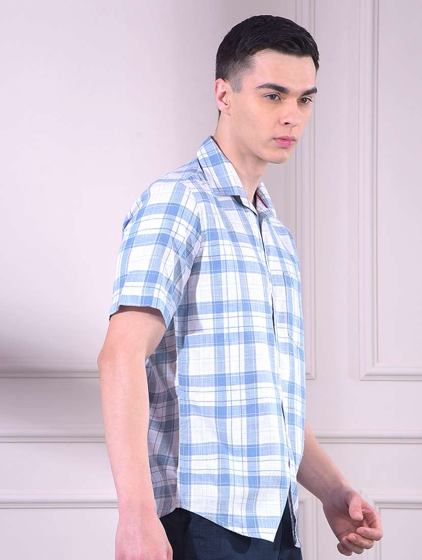 men checkered short sleeve slim fit casual shirt - 22335834 -  Standard Image - 1